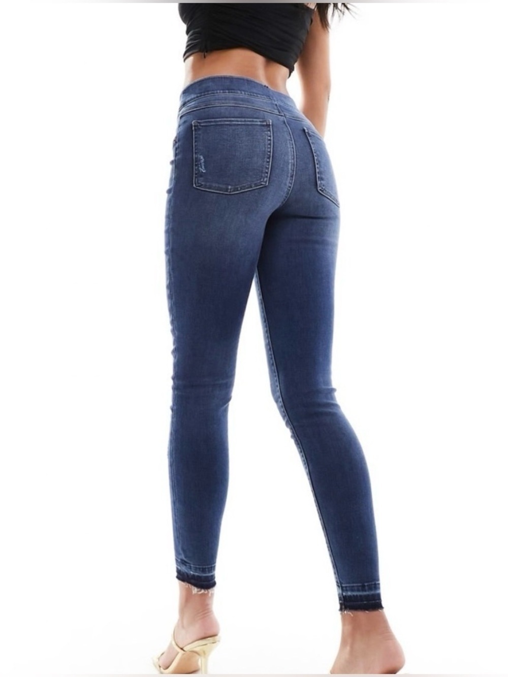 SPANX High-Rise Skinny Jeans in Dark Blue Wash
